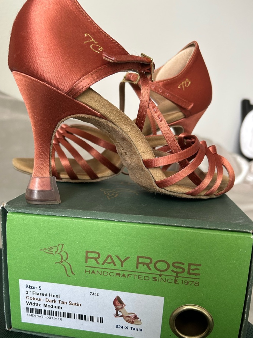 Ray Rose Dark Tan Satin Dance Heels UK Size 5